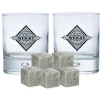 Luxe whiskyglazen set 6x stuks 290 ml met 9x whisky ijsblokstenen - thumbnail