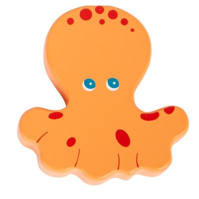 Small Foot rammelaar Octopus 8 x 6,5 cm hout oranje