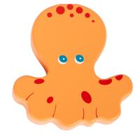 Small Foot rammelaar Octopus 8 x 6,5 cm hout oranje