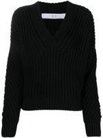 IRO pull en maille épaisse à col v - Noir