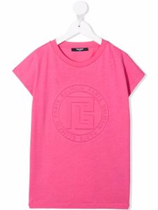 Balmain Kids t-shirt à logo embossé - Rose