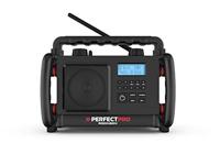 PerfectPro Bouwplaatsradio Rockbox, DAB+ en FM-ontvangst, Bluetooth, AUX-ingang, oplaadbaar, schokbestendig, IP65, RBX3,Zwart