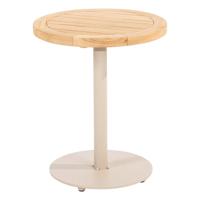 4SO Volta koffie tafel 45 cm rond hoog 55 cm teak blad latte frame