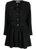 b+ab robe courte en tweed à boutonnière - Noir