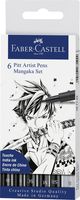 Faber Castell FC-167124 Tekenstift Faber-Castell Pitt Artist Pen Mangaka 6-delig Etui Zwart - thumbnail