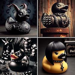 duckieville eend goth satanische eend, gotische punk hars verzamelbeeldjes eenden, schattige kleine eend standbeeld ambachten, nieuwigheid decoratieve satan eend ornamenten halloween decoratie Lightinthebox