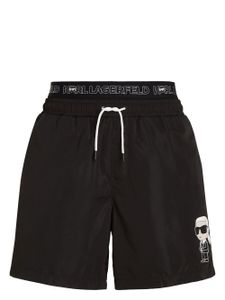 Karl Lagerfeld short de bain Ikonik à taille double - Noir