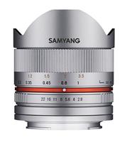 Samyang 8mm F2.8 II lens voor aansluiting Fuji X - zilver