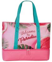 Fabrizio strandtas met koelvak 50 x 43 cm polyester roze