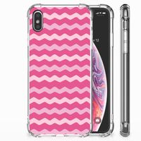 Apple iPhone Xs Max Doorzichtige Silicone Hoesje Waves Pink - thumbnail