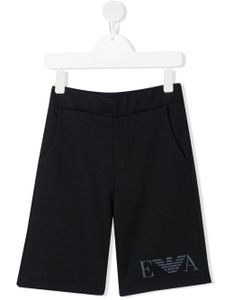 Emporio Armani Kids short à logo brodé - Bleu