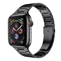 By Qubix - Stalen schakelband - Zwart - Compatible met Apple watch 44mm / 45mm / 46mm / 49mm - Compatible Apple watch bandjes
