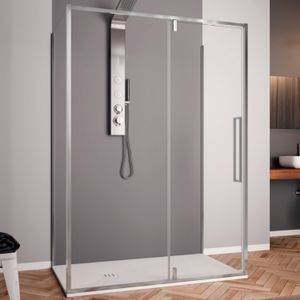 Douchecabine Lacus Murano 120 cm Helder Glas Met Klapdeur Aluminium Profiel Chroom (2 Zijwanden)