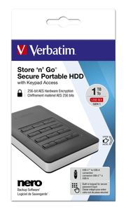 Verbatim Veilige draagbare harde schijf Store 'n' Go met toetsbediening 2TB