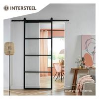 Intersteel DIY-schuifdeur Cubo zwart incl. transparant glas 2150x980x28mm + zwart ophangsysteem Basi