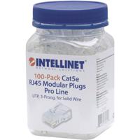 Intellinet 790512 Intellinet verpakking van 100 stuks Cat5e modulaire RJ45-stekkers Pro Line UTP 3-voudige klem voor massieve draad 100 stekkers in pot 50 μ - thumbnail