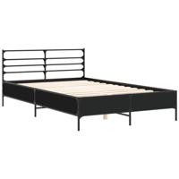 vidaXL Bedframe LED bewerkt hout metaal zwart 140x190 cm, bed, bed ombouw, twijfelaar, bedbodem, slaapkamermeubel, boxspring, 2 persoonsbed