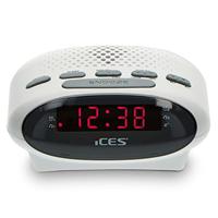 iCES ICR-210 Horlogeradio 2X wektijden, sluimerfunctie, slaaptimer, wit
