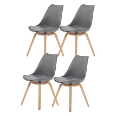 Set van 4 eetkamerstoelen - Model Chris - Met zitkussen - Modern Ontworpen Stoel - Grijs Set van 4 eetkamerstoelen - Model Chris - Met zitkussen - Modern Ontworpen Stoel - Grijs