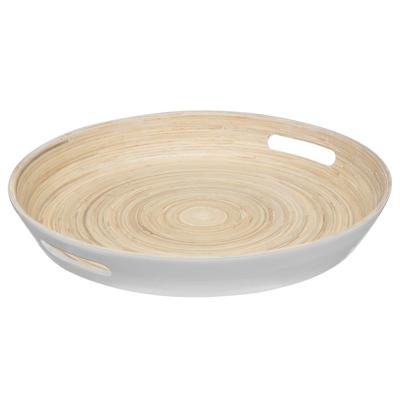 4goodz Dienblad Rond Van Bamboe Met Handgrepen 42cm - Wit