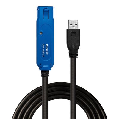 LINDY USB-kabel USB 3.2 Gen1 (USB 3.0 / USB 3.1 Gen1) USB-A stekker, USB-A bus 20.00 m Zwart 43361
