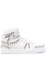 Philipp Plein baskets montantes à ornements en cristal - Blanc - thumbnail