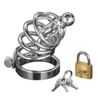 XR Brands Asylum - Chastity Cage with 4 Rings - S/M - thumbnail