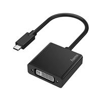 Hama Adapter USB C – DVI naar monitor voor de overdracht van digitale gegevens en video's (4K, smalle aansluiting, flexibele materialen, Thunderbolt-3/4) zwart