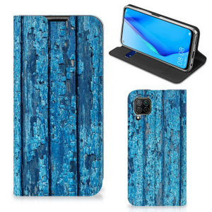 Huawei P40 Lite Book Wallet Case Wood Blue