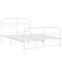 vidaXL Bedframe met hoofd- en voeteneinde metaal wit 137x190 cm, tweepersoonsbed, bedombouw, logeerbed, bed, ledikant, bed frame, metalen bedframe