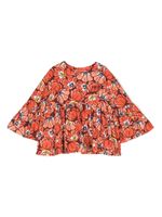 Kenzo Kids blouse froncée à fleurs - Orange