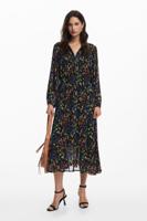 Bloemen midi-jurk - BLACK - L