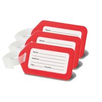 Set van 3x stuks kofferlabels/bagagelabels kunststof rood 5 x 8 cm