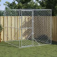 Hondenkennel voor buiten 2x2x2 m gegalvaniseerd staal zilver - thumbnail