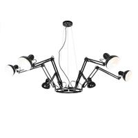 QAZQA - Industrieel | Industrie hanglamp zwart 6-lichts verstelbaar - Hobby Spinne | Woonkamer | Keuken - Staal Rond - E27 Geschikt voor LED - Max. 6 x 60 Watt