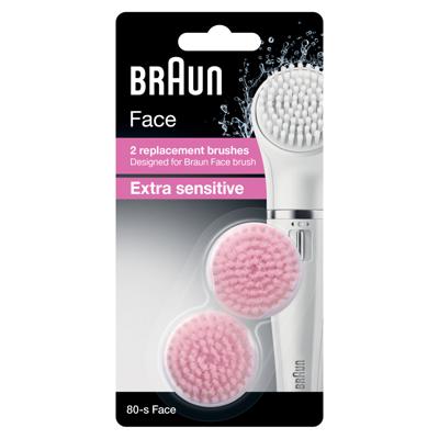 Braun Face 80-s Extra Sensitive-borstel voor de gevoelige huid - Verpakking met 2 vervangende borstels Braun Face 80-s Extra Sensitive-borstel voor de gevoelige huid - Verpakking met 2 vervangende borstels