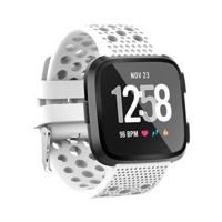 By Qubix - Siliconen Bandje Geventileerd Compatible met Fitbit Versa 1/2 & Lite - Wit - Compatible fitbit bandje