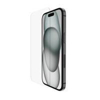 Belkin ScreenForce UltraGlass 2 antimicrobiële screenprotector voor iPhone 15, kraswerend, slim vormgegeven glas met een hardheid van 9H, met bevestigingsframe voor luchtbelvrij aanbrengen