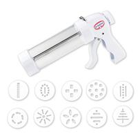 Dr. Oetker Bakpers incl. 10 vormschijven kunststof, gebakspuit, comfortabel hefboommechanisme, hoeveelheid: 1 stuk, 5 x 5 x 7,5 cm, wit