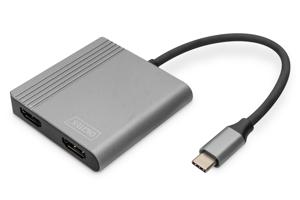 Digitus DA-70828 HDMI / USB-C Adapter [1x USB-C - 2x HDMI-bus] Zwart Afgeschermd, Rond 0.18 m