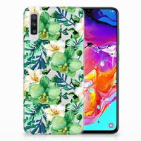 Samsung Galaxy A70 TPU Case Orchidee Groen - thumbnail