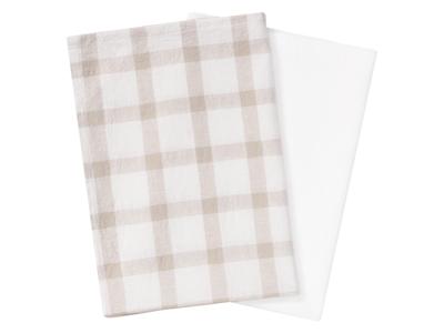 LIVARNO home 2 Keukendoeken 50 x 70 cm (geruit beige/wit)
