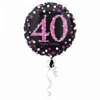 FolieBallon 40 jaar happy birthday pink 43cm