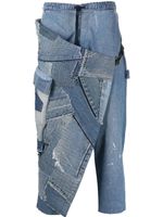 Greg Lauren jean fuselé à taille à lien de resserrage - Bleu - thumbnail