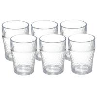 Onbreekbare drinkbekers - 6x - kunststof - transparant - 11 x 8 cm - gehamerde stijl - 400 ml