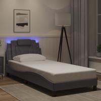 vidaXL Bedframe met LED-verlichting kunstleer grijs 80x200 cm, bed, bed ombouw, tweepersoonsbed, bedbodem, slaapkamermeubel, 2 persoonsbed, logeerbed