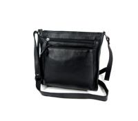 Nappa leren vierkant dames schoudertasje L zwart