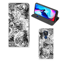 Mobiel BookCase Motorola Moto G9 Play Skulls Angel