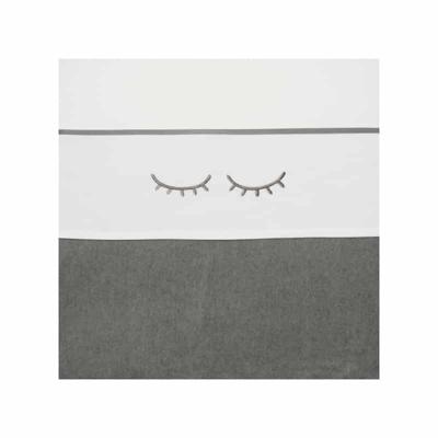 Meyco katoenen wieglaken sleepy eyes grijs Maat