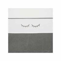 Meyco katoenen wieglaken sleepy eyes grijs Maat